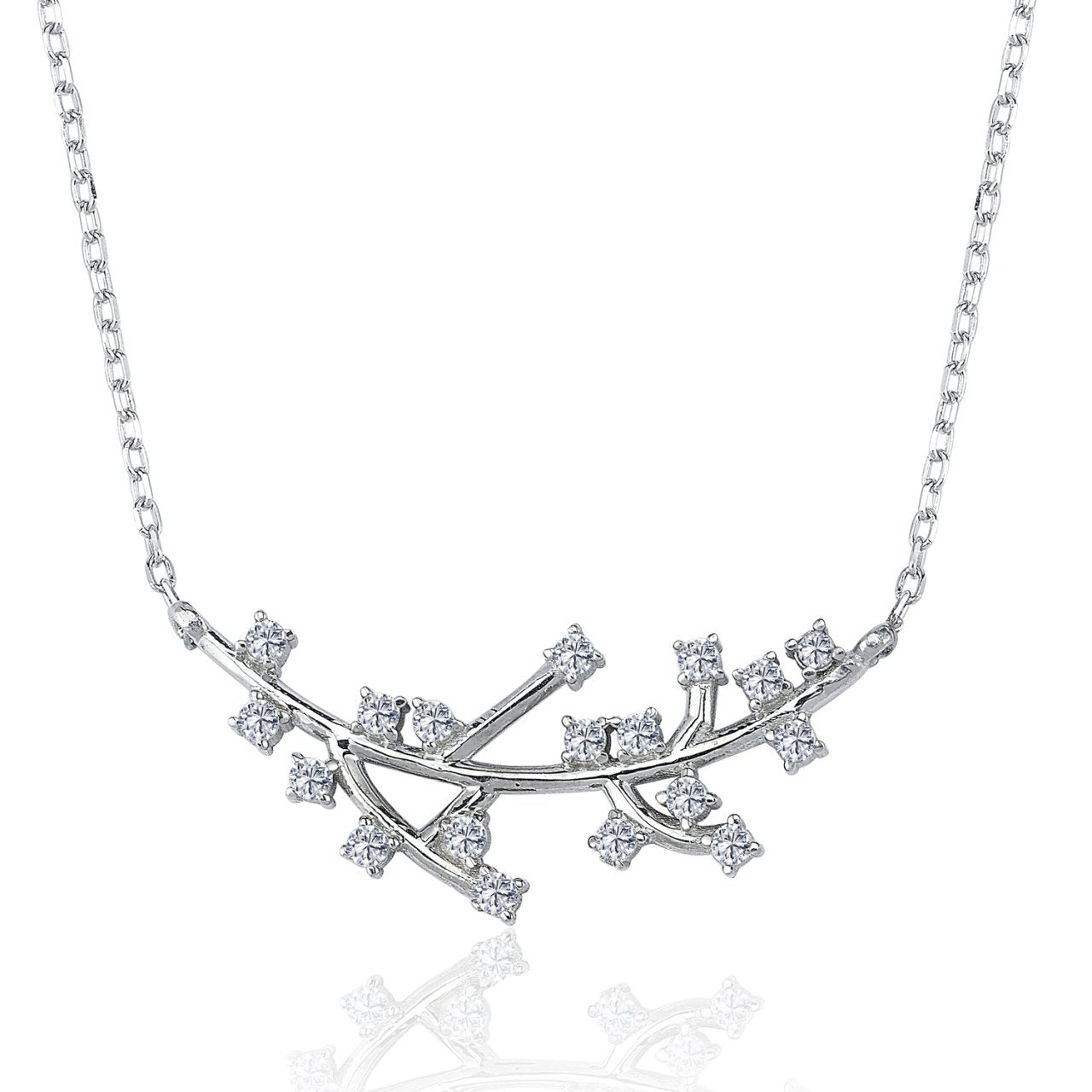 Diamond Mount Sparkling Tassels 925 Sterling Silver Necklace