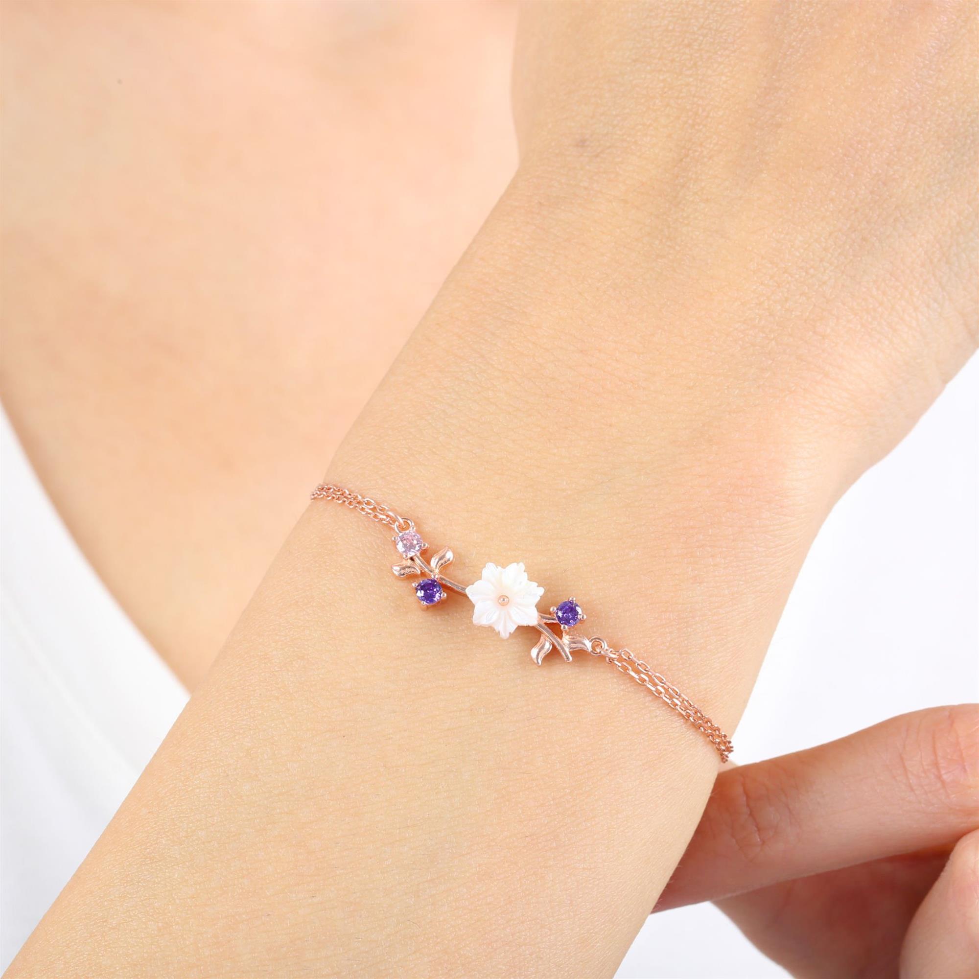 Spring Breeze Magnolia Rose Gold-Plated 925 Sterling Silver Bracelet
