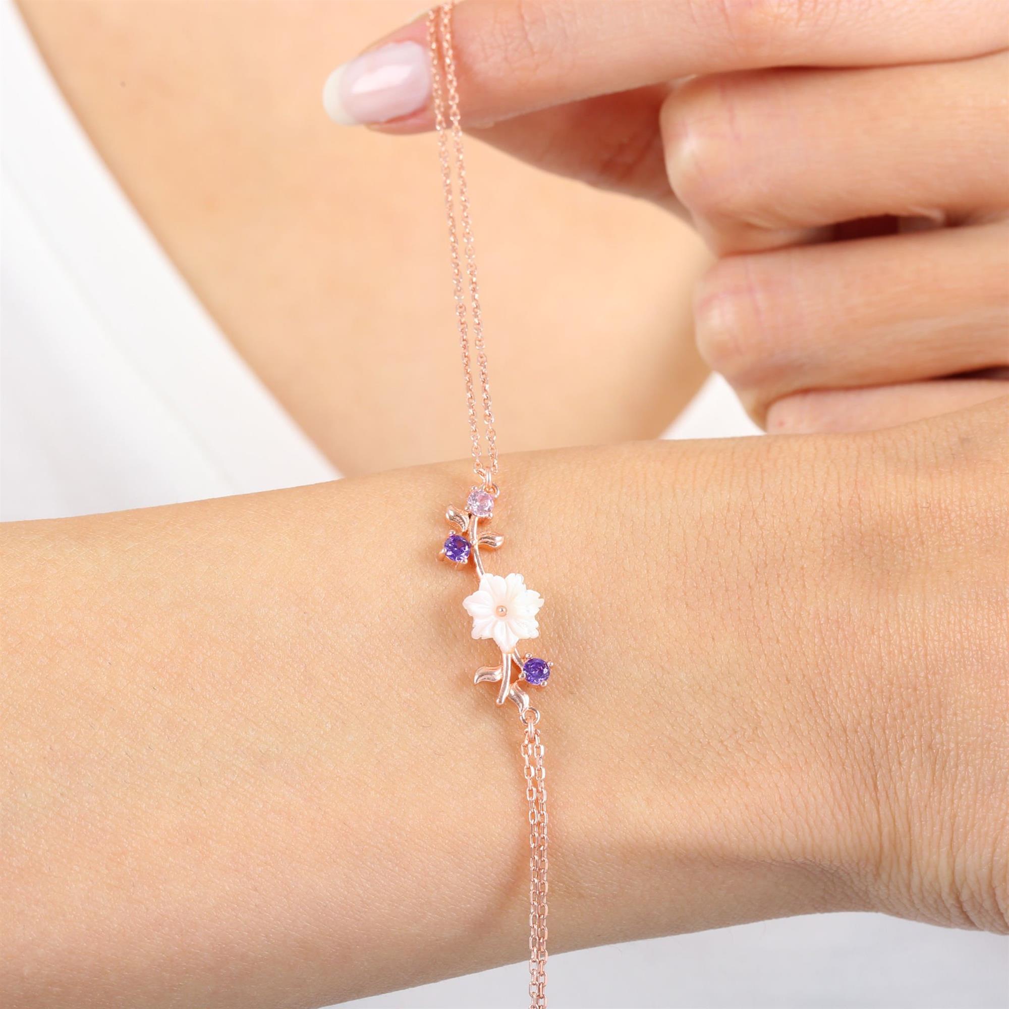 Spring Breeze Magnolia Rose Gold-Plated 925 Sterling Silver Bracelet