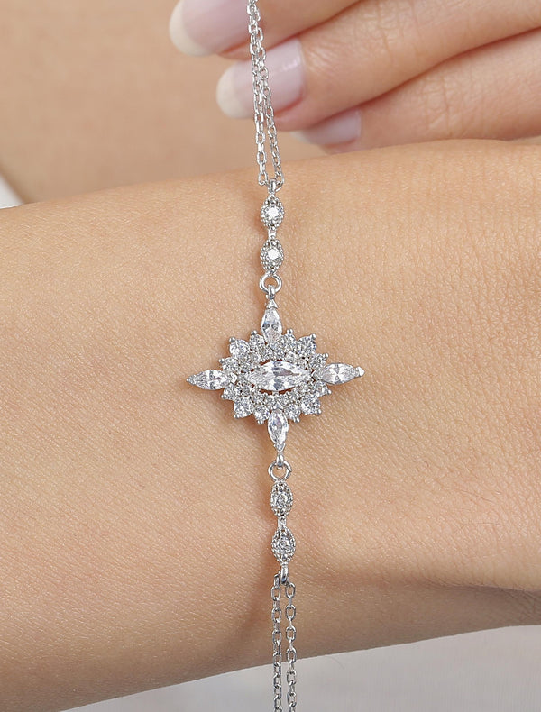 Sparkling Noble Dynasty Medal Vintage 925 Sterling Silver Bracelet