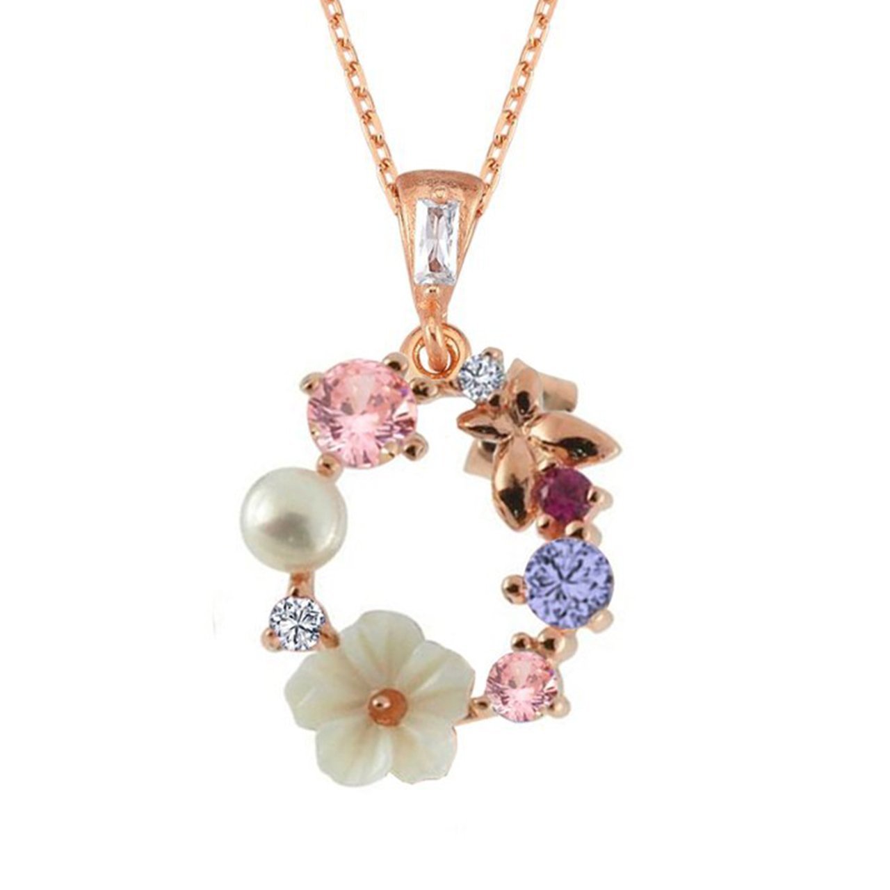 Italian Design Soft Flowers 925 Sterling Silver Rose Necklace