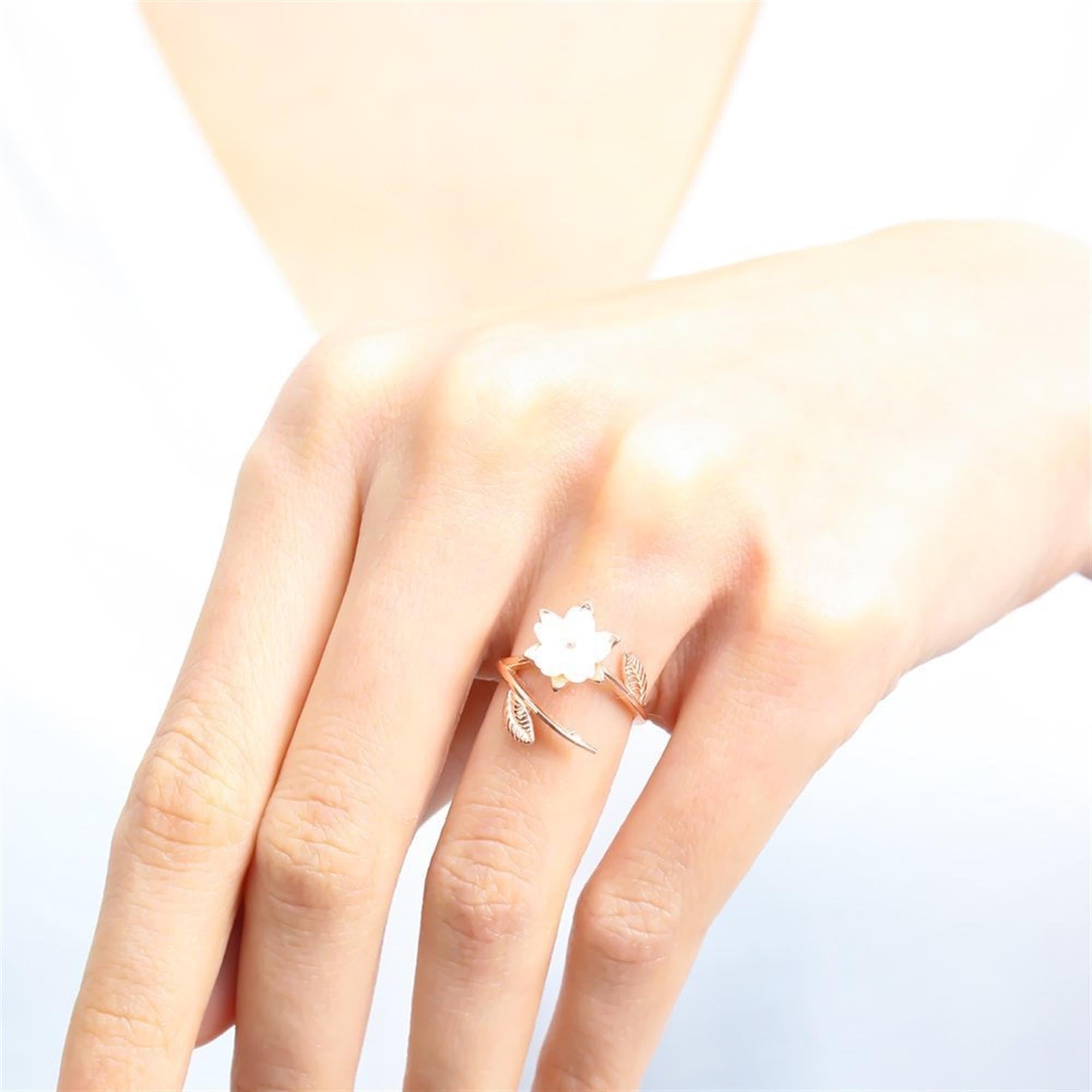 Magnolia Blossom Cluster Rose Gold Adjustable 925 Sterling Silver Ring