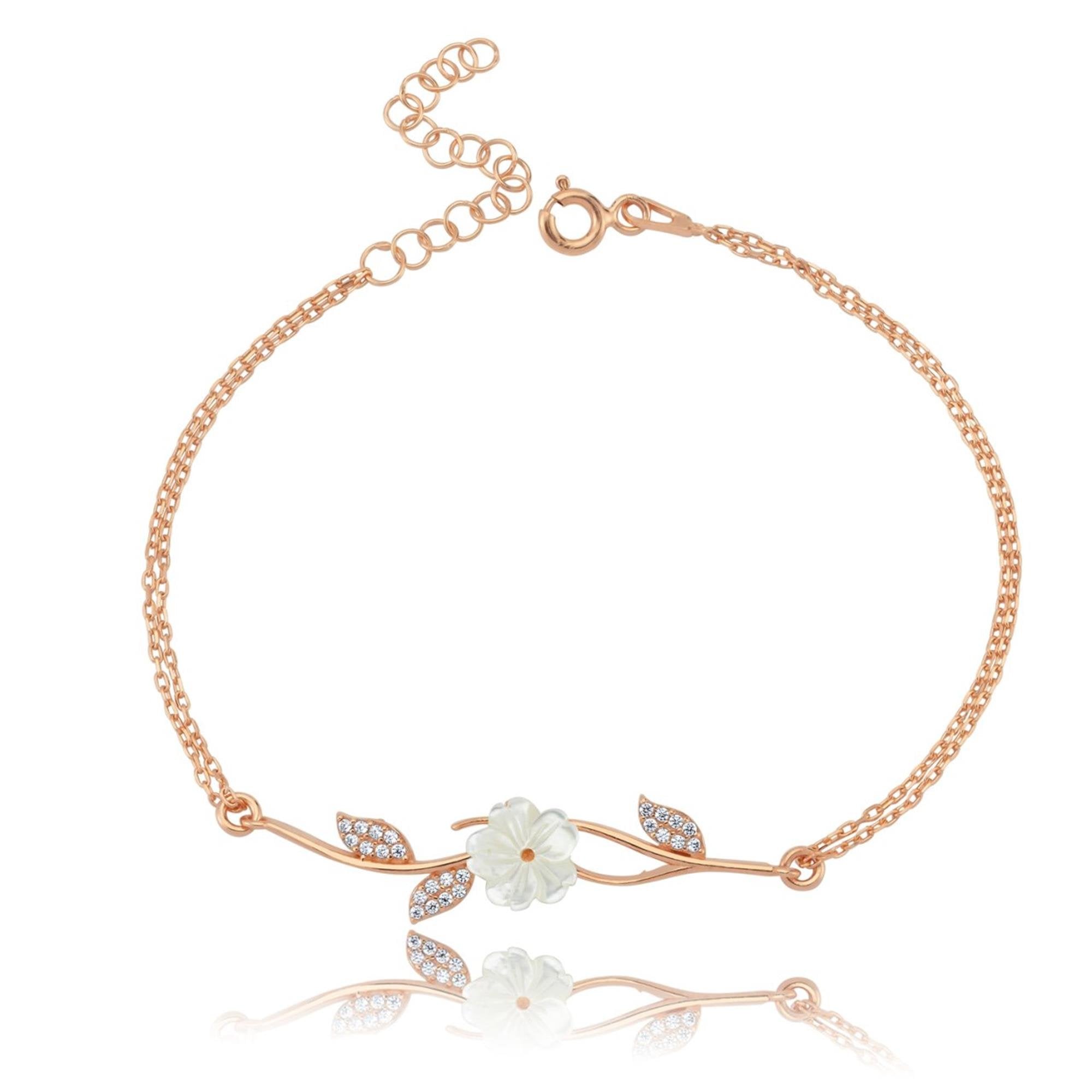 Magnolia Blossom Passion Rose Gold-Plated 925 Sterling Silver Bracelet