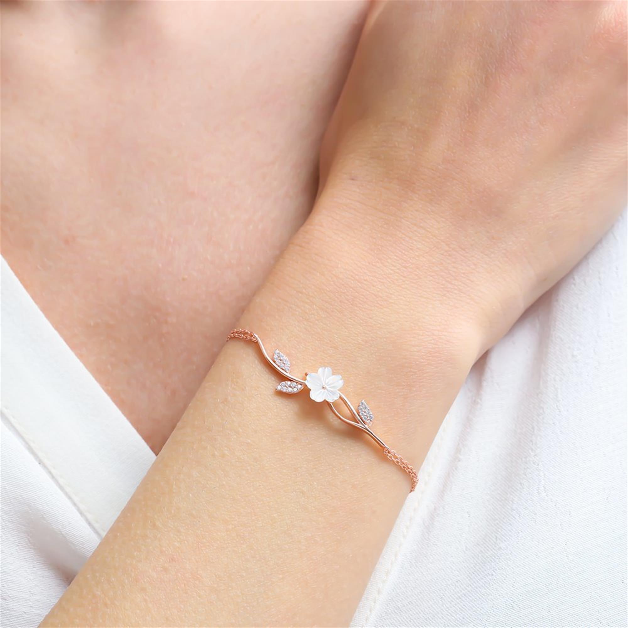Magnolia Blossom Passion Rose Gold-Plated 925 Sterling Silver Bracelet