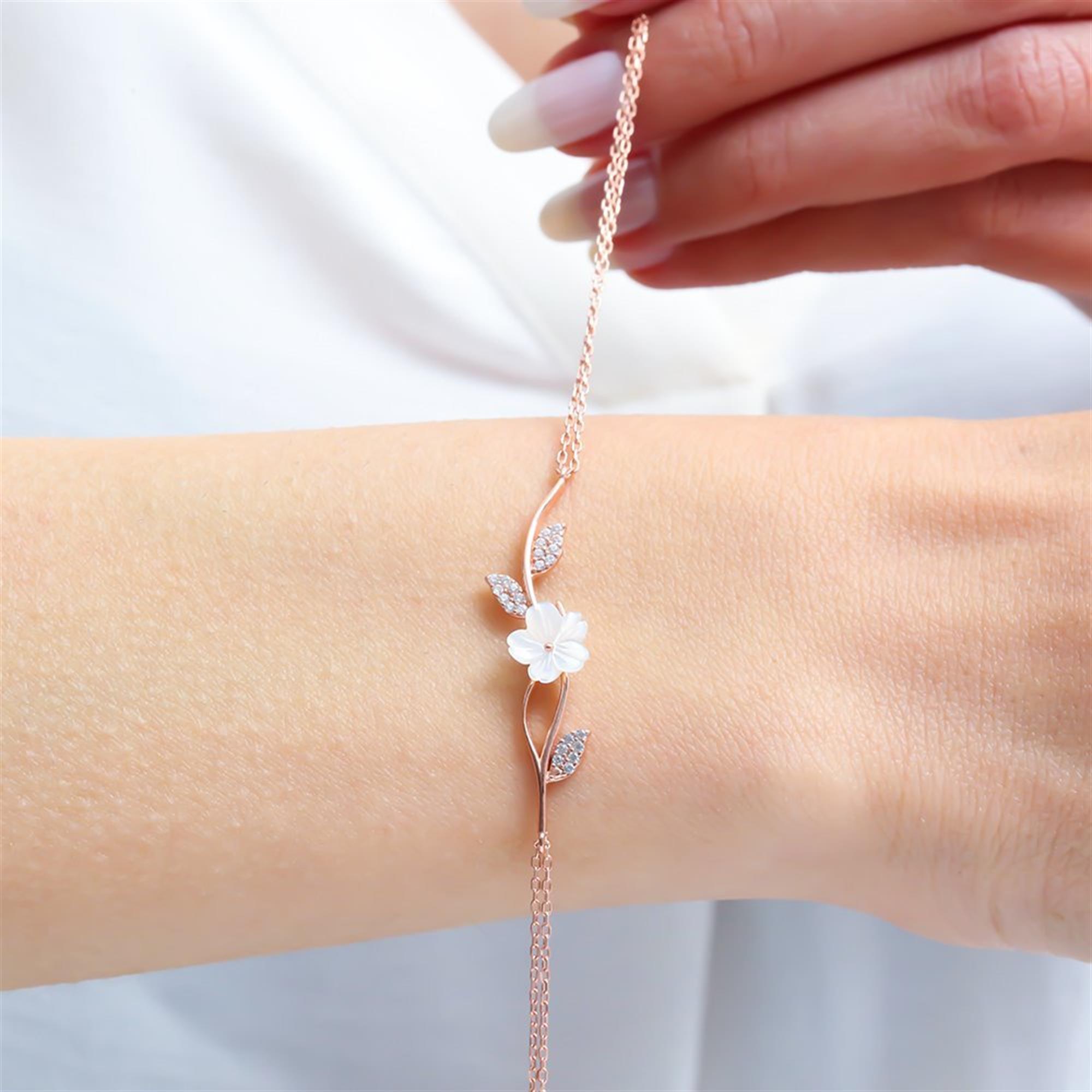 Magnolia Blossom Passion Rose Gold-Plated 925 Sterling Silver Bracelet