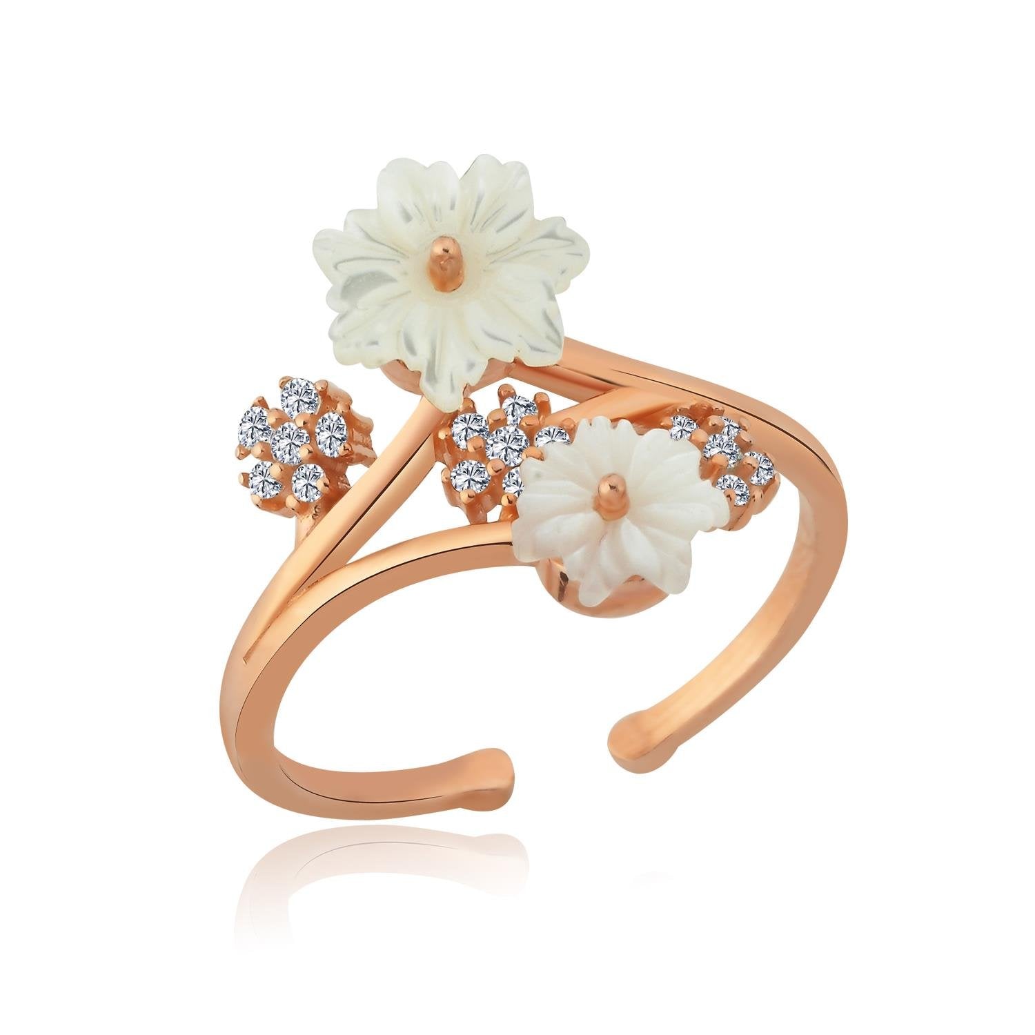 Magnolia Symphony Flowers Adjustable 925 Sterling Silver Ring