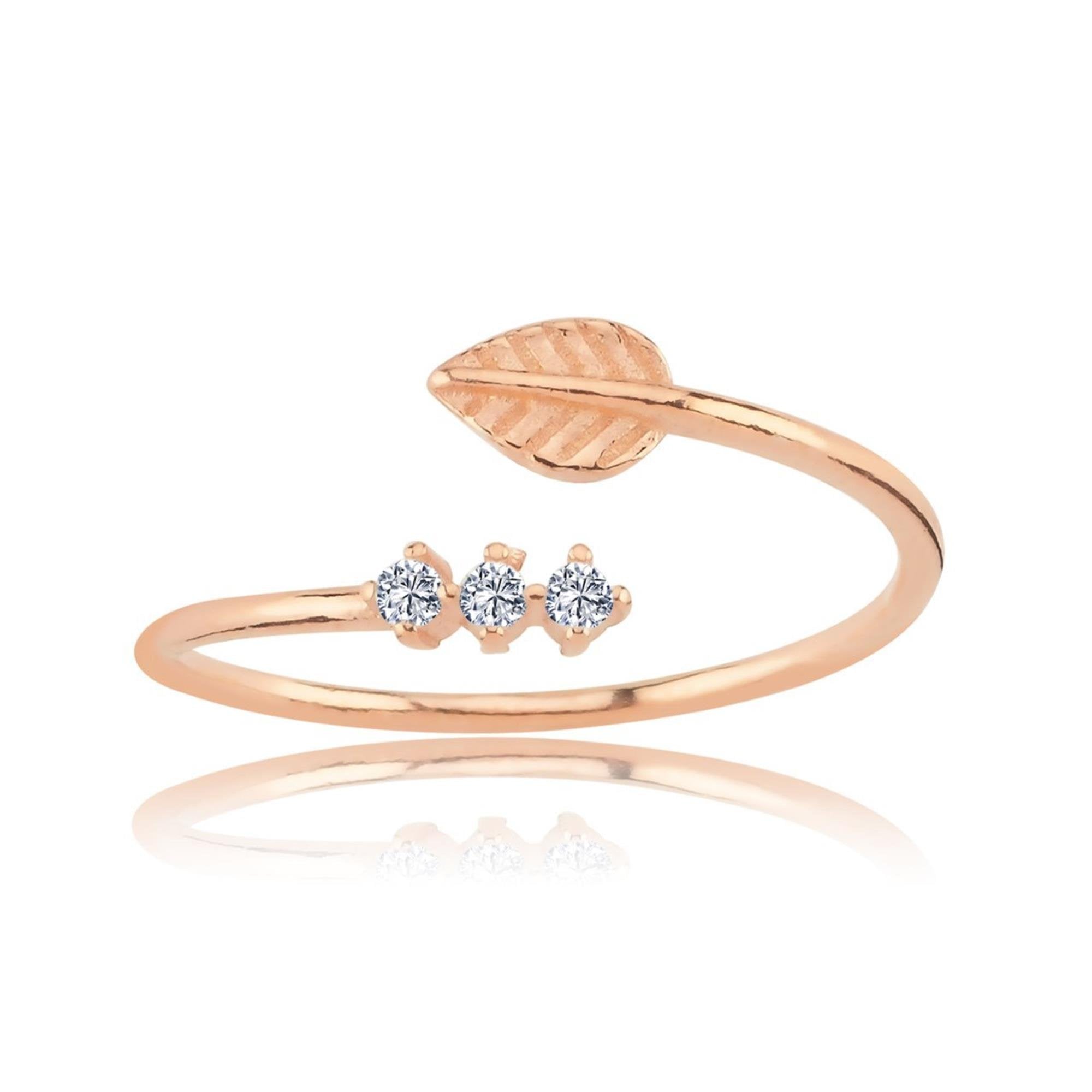 Minimalist Tria Rose Gold Adjustable 925 Sterling Silver Ring