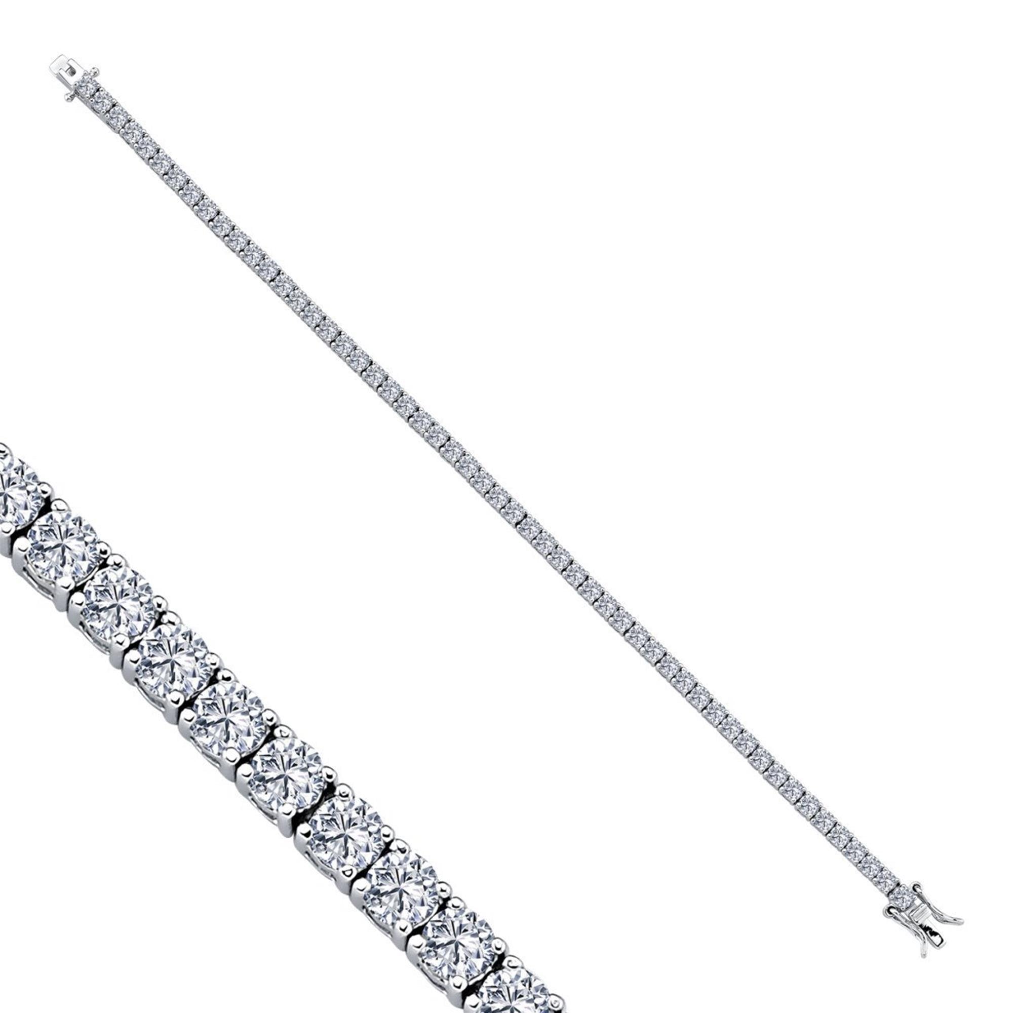 Diamond-Cut Slim Tennis Bracelet 925 Sterling Silver