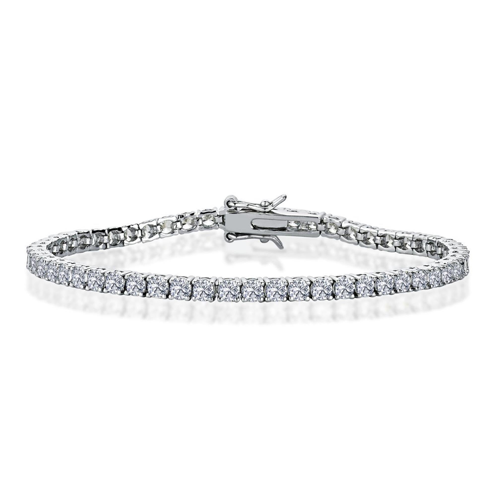 Diamond-Cut Slim Tennis Bracelet 925 Sterling Silver