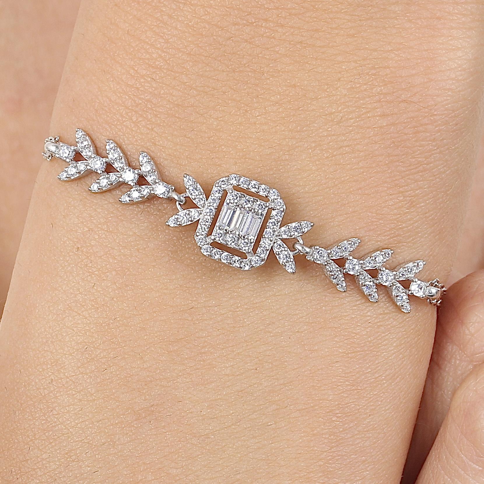 Diamond Mount Passion Sparkle Baguette 925 Sterling Silver Bracelet